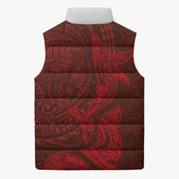 Hawaiian Monk Seal and Whale Sleeveless Puffer Jacket Kakau Tribal Pattern Red Color LT03 - Polynesian Pride