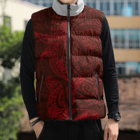Hawaiian Monk Seal and Whale Sleeveless Puffer Jacket Kakau Tribal Pattern Red Color LT03 - Polynesian Pride