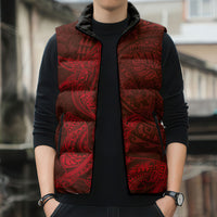 Hawaiian Monk Seal and Whale Sleeveless Puffer Jacket Kakau Tribal Pattern Red Color LT03 - Polynesian Pride