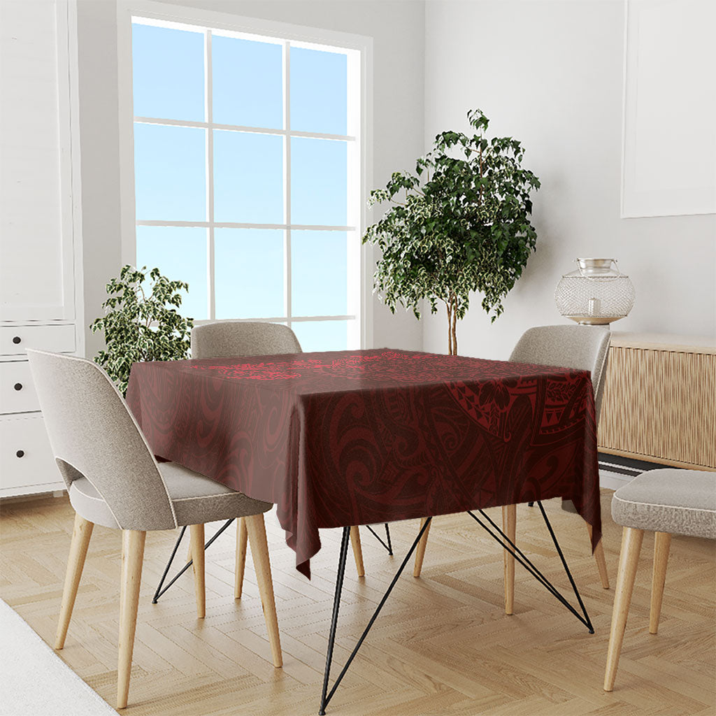 Hawaiian Monk Seal and Whale Tablecloth Kakau Tribal Pattern Red Color