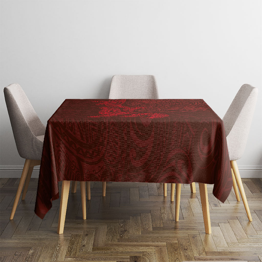 Hawaiian Monk Seal and Whale Tablecloth Kakau Tribal Pattern Red Color