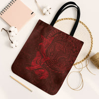 Hawaiian Monk Seal and Whale Tote Bag Kakau Tribal Pattern Red Color LT03 Black Strap One Size Red - Polynesian Pride