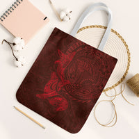 Hawaiian Monk Seal and Whale Tote Bag Kakau Tribal Pattern Red Color LT03 White Strap One Size Red - Polynesian Pride