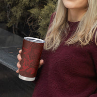 Hawaiian Monk Seal and Whale Tumbler Cup Kakau Tribal Pattern Red Color