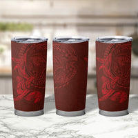 Hawaiian Monk Seal and Whale Tumbler Cup Kakau Tribal Pattern Red Color