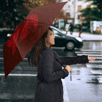 Hawaiian Monk Seal and Whale Umbrella Kakau Tribal Pattern Red Color