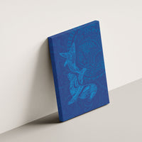 Hawaiian Monk Seal and Whale Canvas Wall Art Kakau Tribal Pattern Blue Color