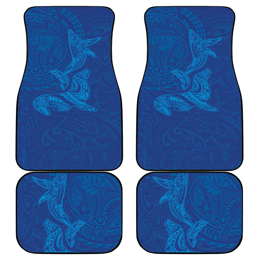 Hawaiian Monk Seal and Whale Car Mats Kakau Tribal Pattern Blue Color