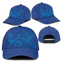 Hawaiian Monk Seal and Whale Classic Cap Kakau Tribal Pattern Blue Color