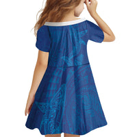 Hawaiian Monk Seal and Whale Family Matching Puletasi and Hawaiian Shirt Kakau Tribal Pattern Blue Color