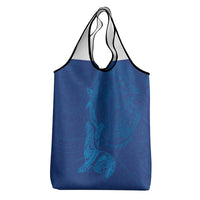 Hawaiian Monk Seal and Whale Grocery Bag Kakau Tribal Pattern Blue Color LT03 - Polynesian Pride