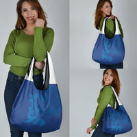 Hawaiian Monk Seal and Whale Grocery Bag Kakau Tribal Pattern Blue Color LT03 - Polynesian Pride
