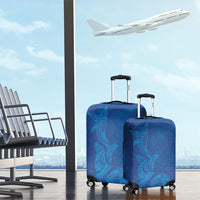 Hawaiian Monk Seal and Whale Luggage Cover Kakau Tribal Pattern Blue Color