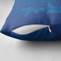 Hawaiian Monk Seal and Whale Pillow Cover Kakau Tribal Pattern Blue Color LT03 - Polynesian Pride