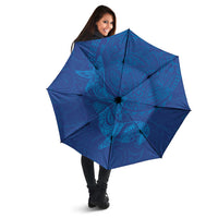 Hawaiian Monk Seal and Whale Umbrella Kakau Tribal Pattern Blue Color