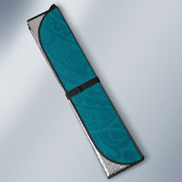 Hawaiian Monk Seal and Whale Auto Sun Shade Kakau Tribal Pattern Teal Color LT03 - Polynesian Pride