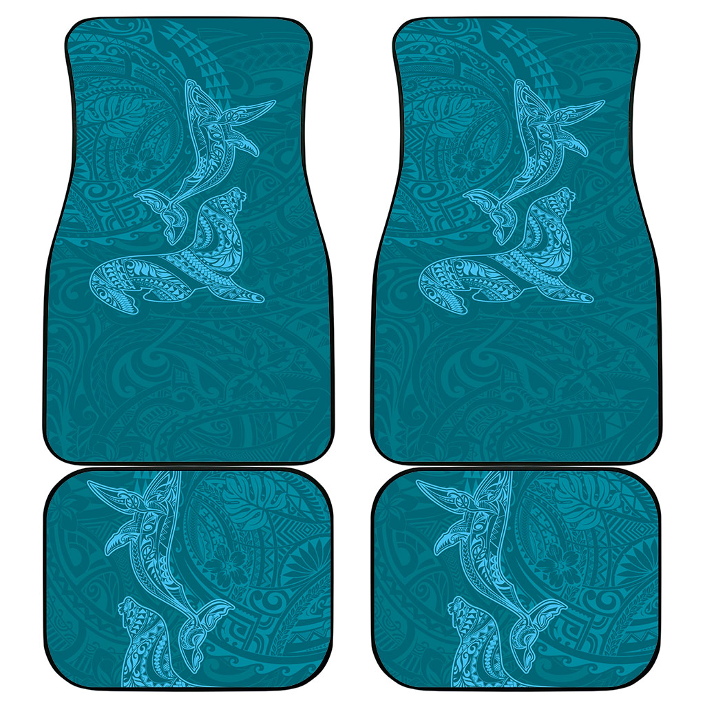 Hawaiian Monk Seal and Whale Car Mats Kakau Tribal Pattern Teal Color LT03 - Polynesian Pride
