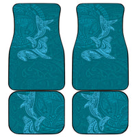 Hawaiian Monk Seal and Whale Car Mats Kakau Tribal Pattern Teal Color LT03 - Polynesian Pride