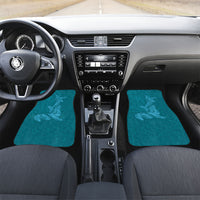 Hawaiian Monk Seal and Whale Car Mats Kakau Tribal Pattern Teal Color LT03 Set 2pcs - Front Teal - Polynesian Pride