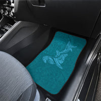 Hawaiian Monk Seal and Whale Car Mats Kakau Tribal Pattern Teal Color LT03 - Polynesian Pride