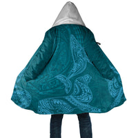 Hawaiian Monk Seal and Whale Cloak Kakau Tribal Pattern Teal Color
