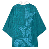 Hawaiian Monk Seal and Whale Kimono Kakau Tribal Pattern Teal Color LT03 - Polynesian Pride