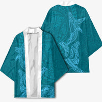 Hawaiian Monk Seal and Whale Kimono Kakau Tribal Pattern Teal Color LT03 - Polynesian Pride