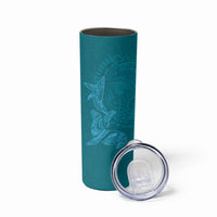 Hawaiian Monk Seal and Whale Skinny Tumbler Kakau Tribal Pattern Teal Color