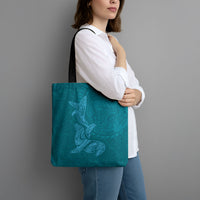 Hawaiian Monk Seal and Whale Tote Bag Kakau Tribal Pattern Teal Color