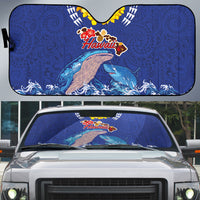 Hawaiian Sea Animals Auto Sun Shade Whales Shark and Turtle Guardians with Tribal Pattern
