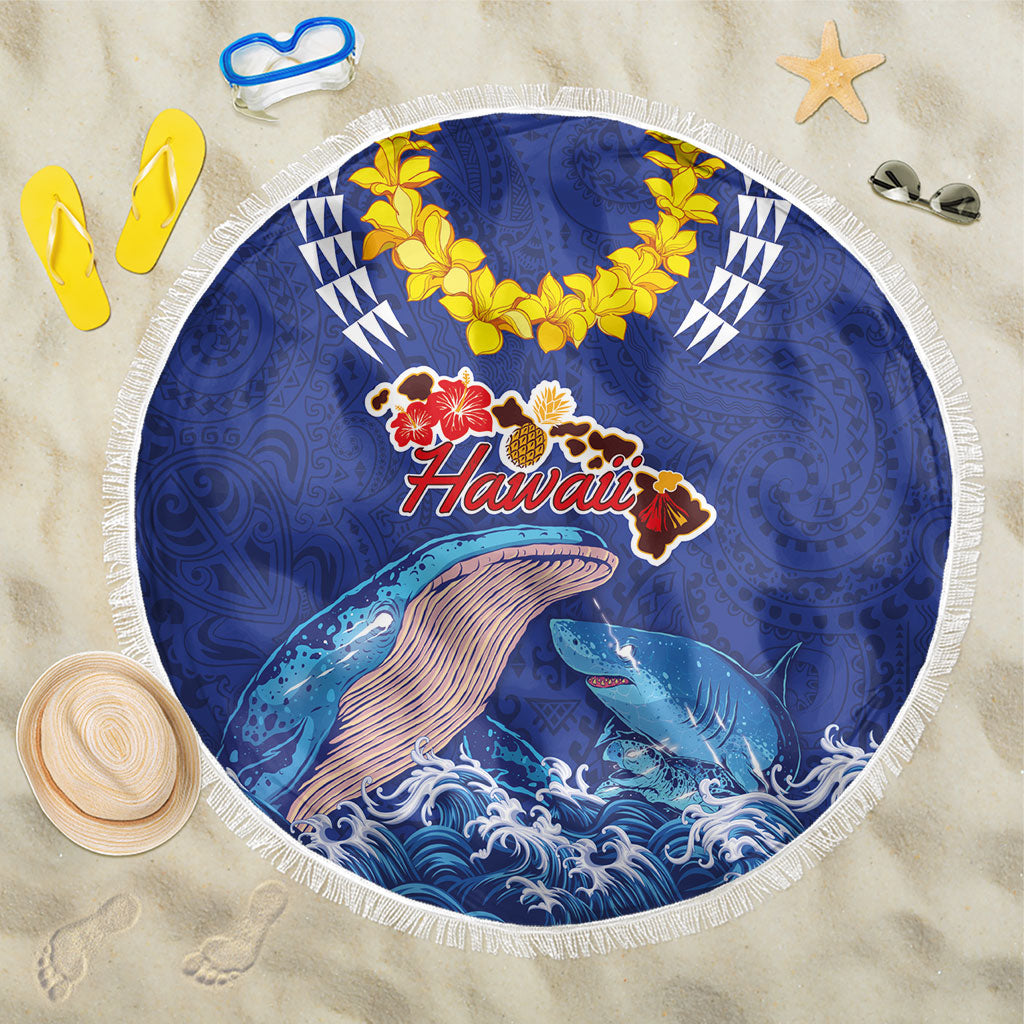 Hawaiian Sea Animals Beach Blanket Whales Shark and Turtle Guardians with Tribal Pattern