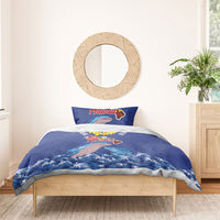 Hawaiian Sea Animals Bedding Set Whales Shark and Turtle Guardians with Tribal Pattern