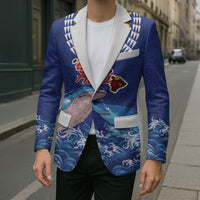 Hawaiian Sea Animals Blazer Whales Shark and Turtle Guardians with Tribal Pattern