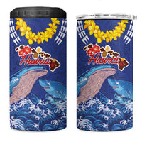 Hawaiian Sea Animals 4 in 1 Can Cooler Tumbler Whales Shark and Turtle Guardians with Tribal Pattern