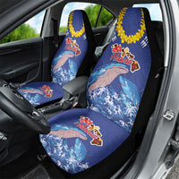 Hawaiian Sea Animals Car Seat Cover Whales Shark and Turtle Guardians with Tribal Pattern