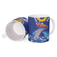 Hawaiian Sea Animals Ceramic Mug Whales Shark and Turtle Guardians with Tribal Pattern