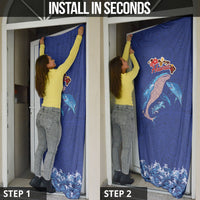 Hawaiian Sea Animals Door Cover Whales Shark and Turtle Guardians with Tribal Pattern