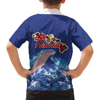 Hawaiian Sea Animals Family Matching Off Shoulder Maxi Dress and Hawaiian Shirt Whales Shark and Turtle Guardians with Tribal Pattern