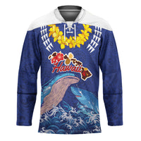 Hawaiian Sea Animals Hockey Jersey Whales Shark and Turtle Guardians with Tribal Pattern