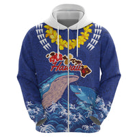Hawaiian Sea Animals Hoodie Whales Shark and Turtle Guardians with Tribal Pattern