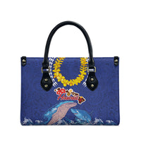 Hawaiian Sea Animals Leather Bag Whales Shark and Turtle Guardians with Tribal Pattern