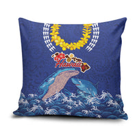 Hawaiian Sea Animals Pillow Cover Whales Shark and Turtle Guardians with Tribal Pattern