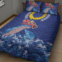 Hawaiian Sea Animals Quilt Bed Set Whales Shark and Turtle Guardians with Tribal Pattern LT03 - Polynesian Pride