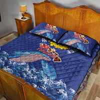 Hawaiian Sea Animals Quilt Bed Set Whales Shark and Turtle Guardians with Tribal Pattern LT03 - Polynesian Pride