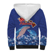 Hawaiian Sea Animals Sherpa Hoodie Whales Shark and Turtle Guardians with Tribal Pattern LT03 - Polynesian Pride