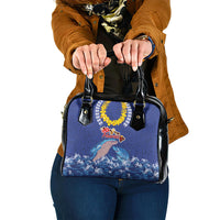 Hawaiian Sea Animals Shoulder Handbag Whales Shark and Turtle Guardians with Tribal Pattern LT03 One Size Blue - Polynesian Pride