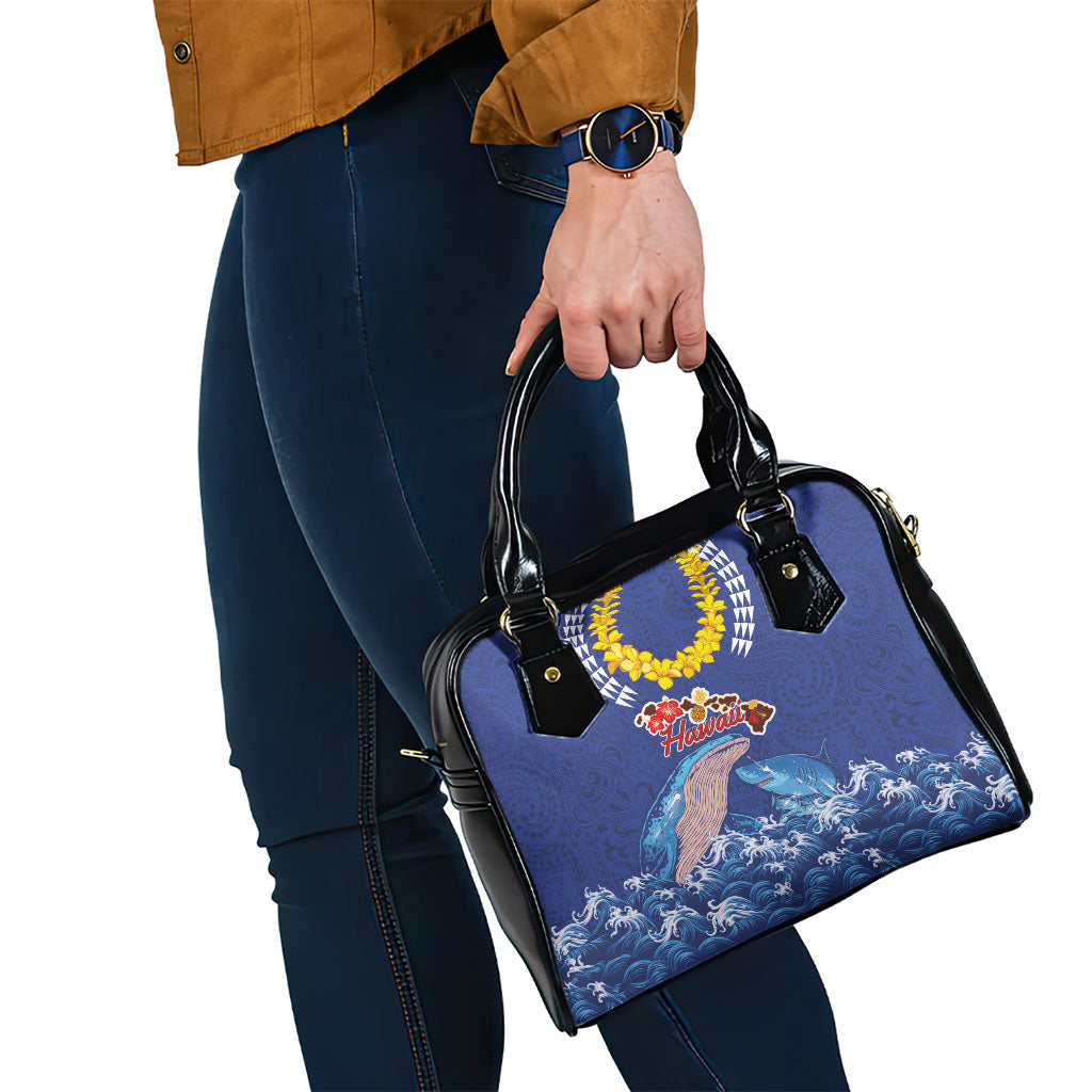 Hawaiian Sea Animals Shoulder Handbag Whales Shark and Turtle Guardians with Tribal Pattern LT03 - Polynesian Pride