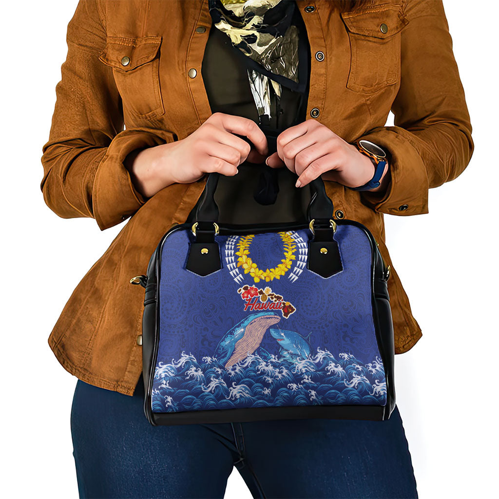 Hawaiian Sea Animals Shoulder Handbag Whales Shark and Turtle Guardians with Tribal Pattern LT03 - Polynesian Pride