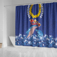 Hawaiian Sea Animals Shower Curtain Whales Shark and Turtle Guardians with Tribal Pattern