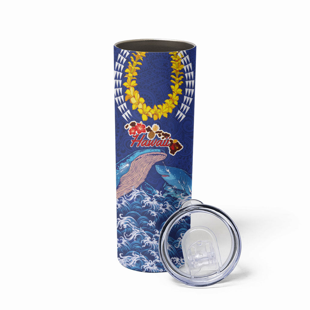 Hawaiian Sea Animals Skinny Tumbler Whales Shark and Turtle Guardians with Tribal Pattern